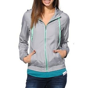 Grey Mint Green Zine Windbreaker Jacket